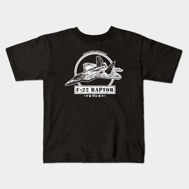 F-22 Raptor Aircraft Kids T-Shirt by rycotokyo81